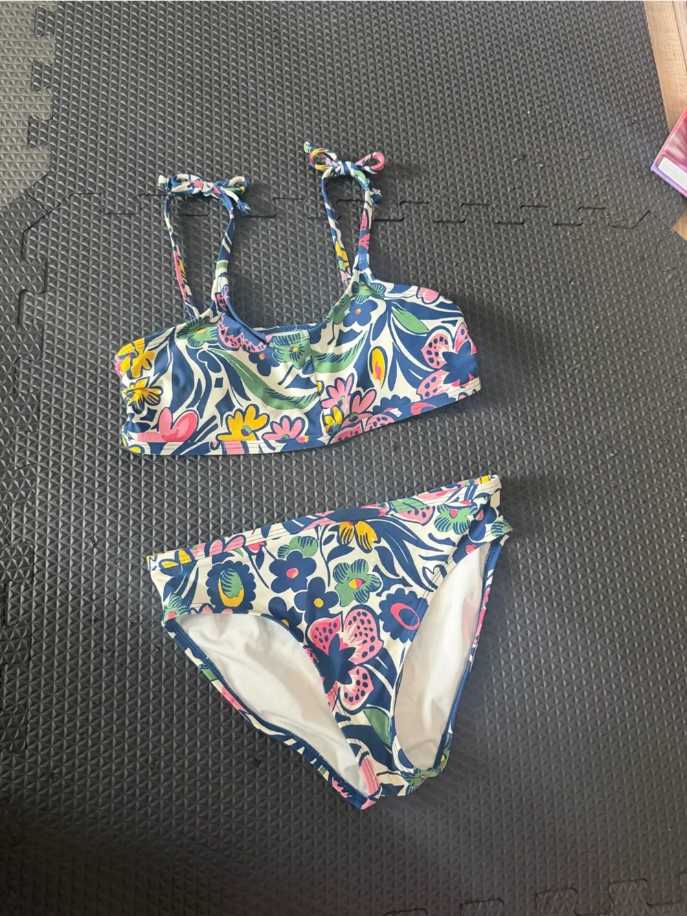 Roller Rabbit Kids Floral Bikini in Navy, Pink, Yellow & Green